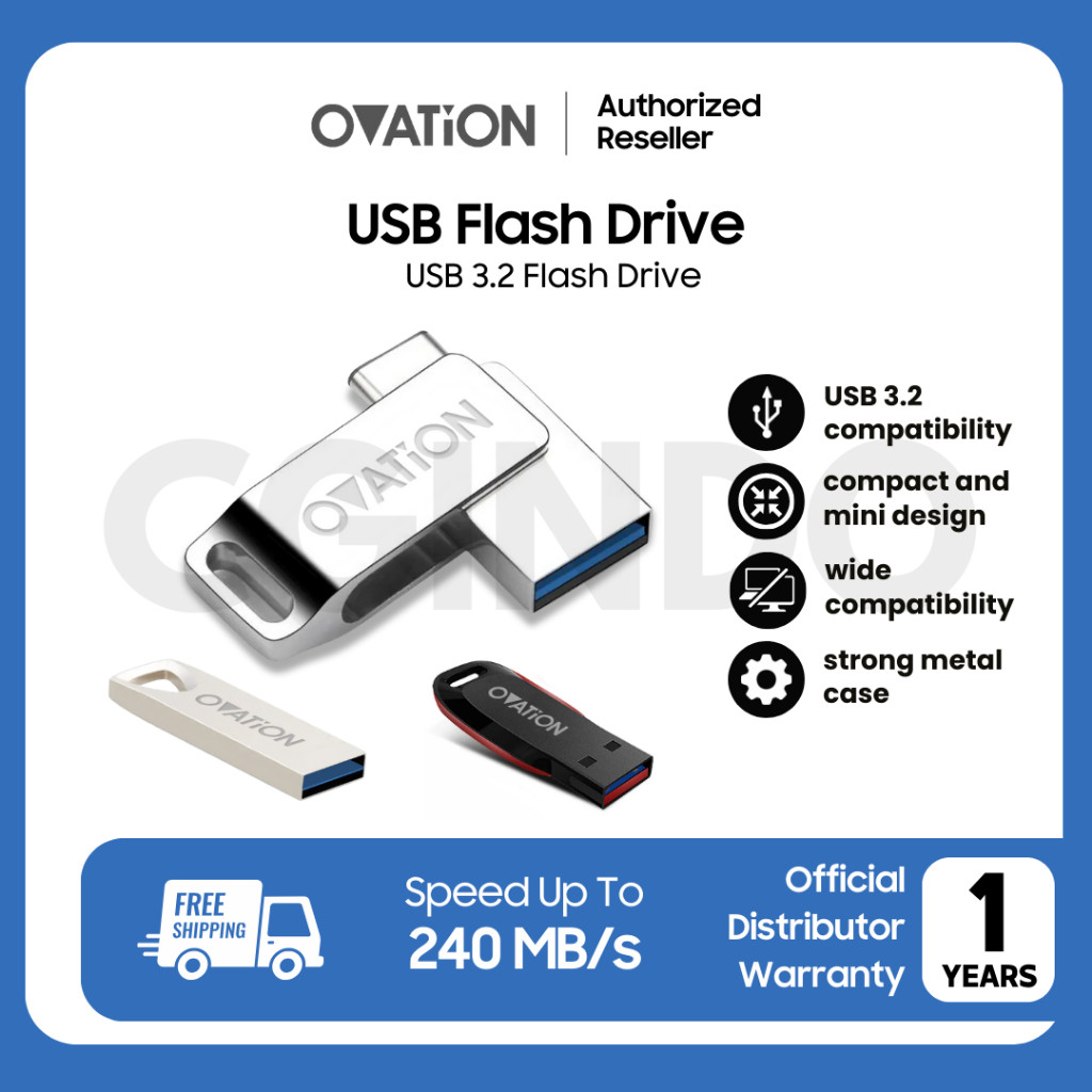 OVATION USB Flash Drive OTG Type C 32GB 64GB 128GB 256GB UFD USB Metal Drive Flashdisk USB 3.2 Flash