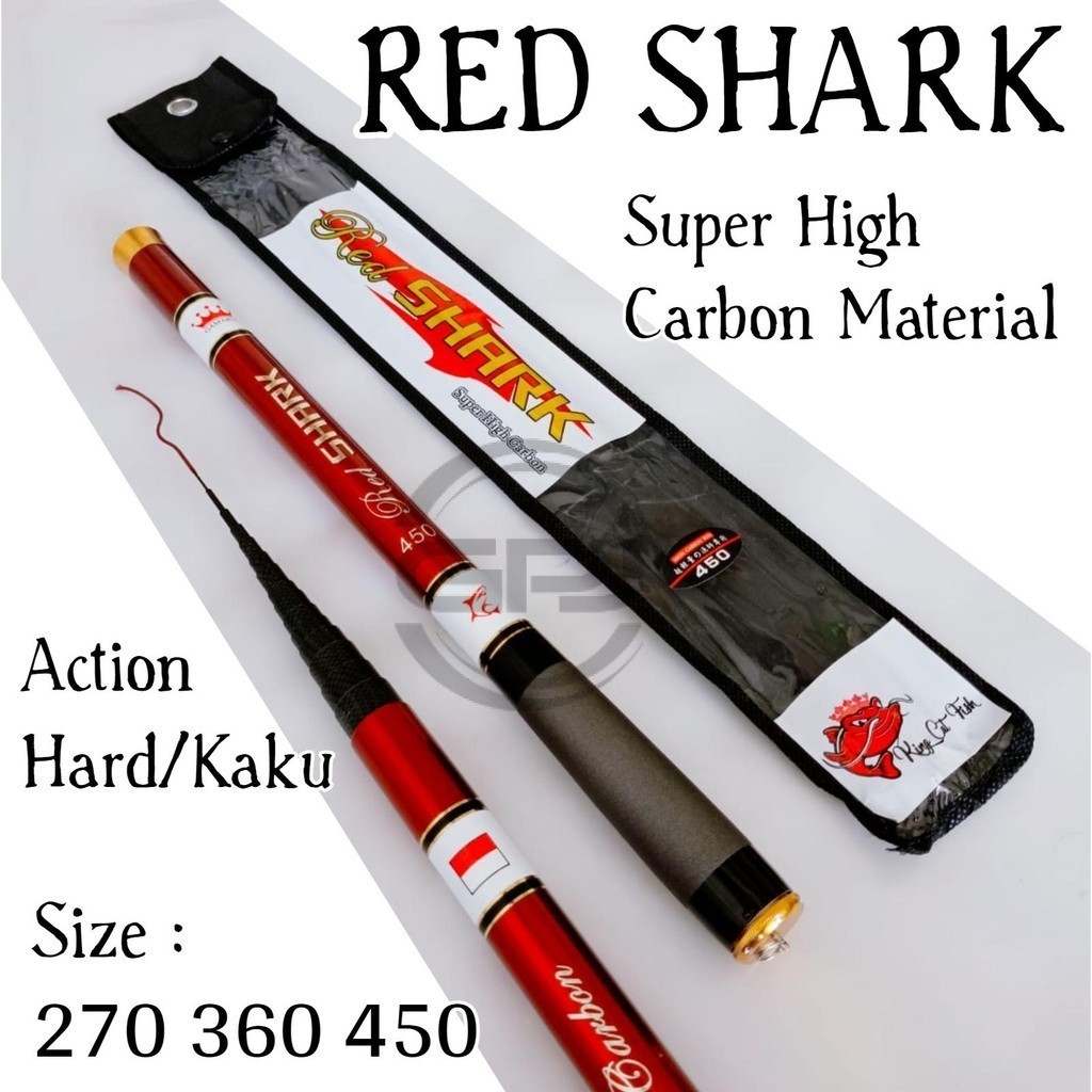 GPJ Gamaru Red Shark 270 360 450 Joran Tegek Ruas Pendek Bahan Carbon Action Hard Walesan Tongkat Pa