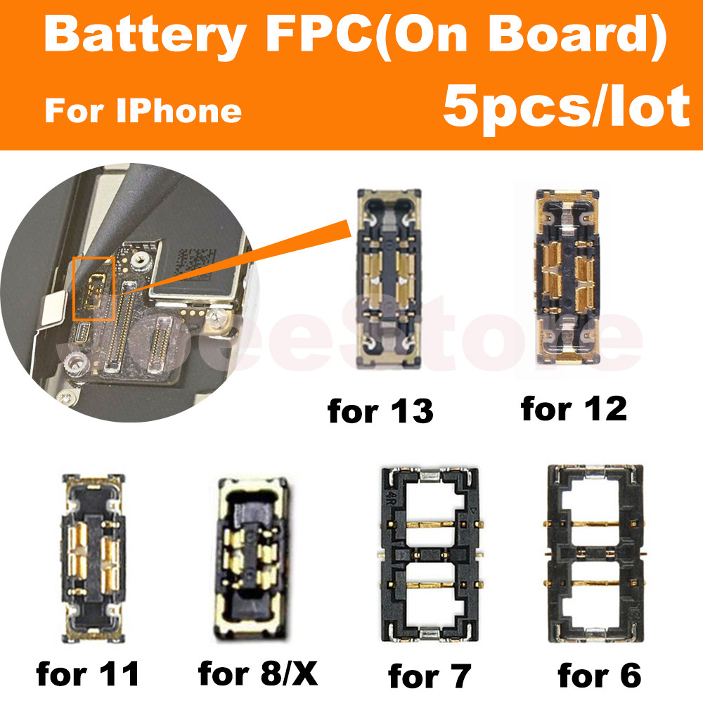 5pcs Battery FPC Connector For iPhone X XS XR 11 12 13 14 15 Pro Max 6 6S 7 8 Plus Inner FPC on Boar