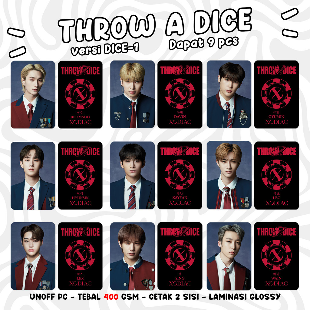 (DAPAT 9 PCS) Photocard XODIAC Throw A Dice Unofficial PC KPOP Zayyan