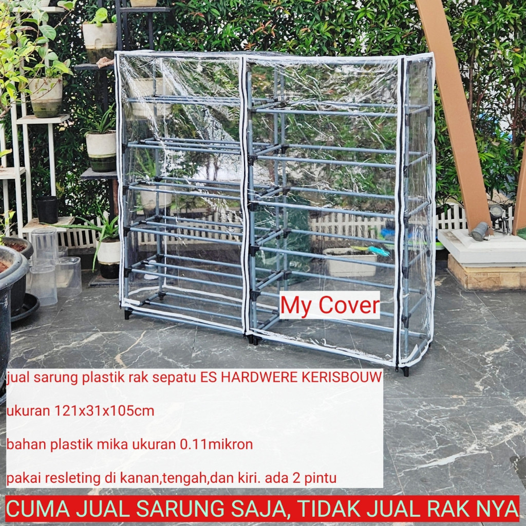 PUJEGANSHOP sarung rak sepatu / cover rak sepatu ace qrisbow 6 tingkat ukuran 121x31x105cm / sarung 