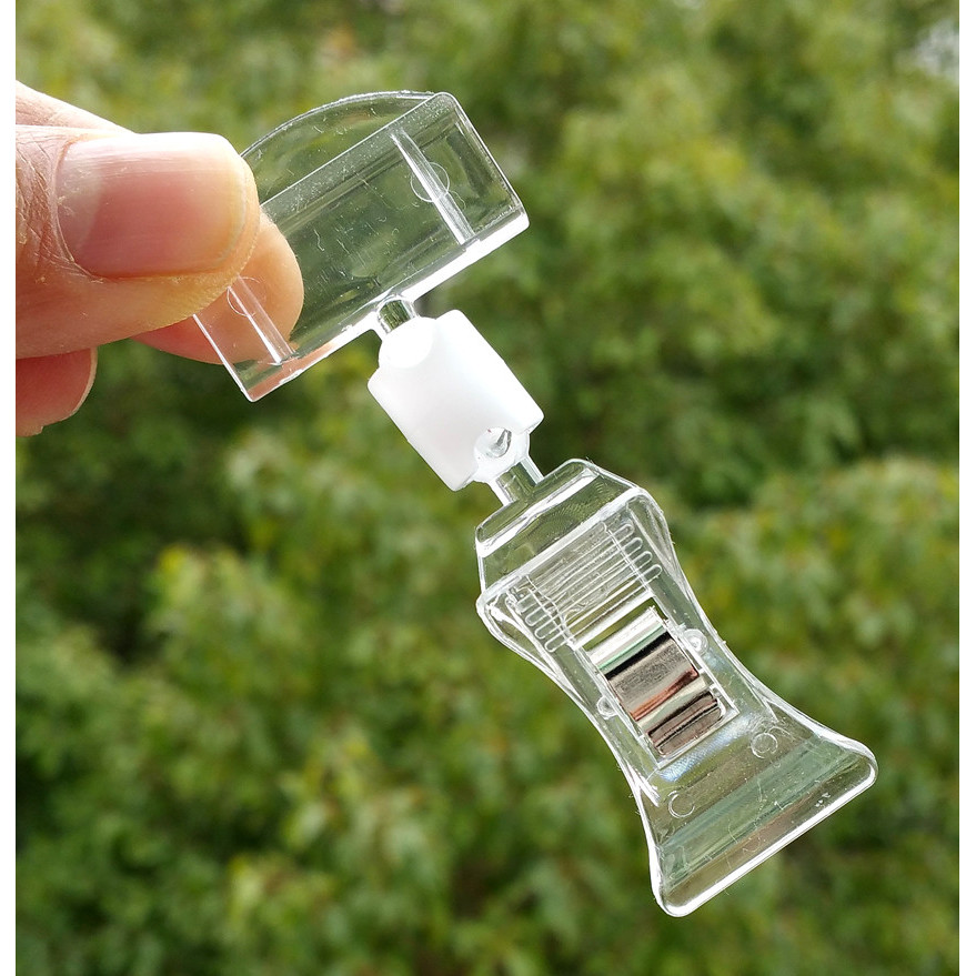 

50pcs Clear POP Small Clips Holders Merchandise Plastic Sign Paper Card Display Price Label Promotion Retail