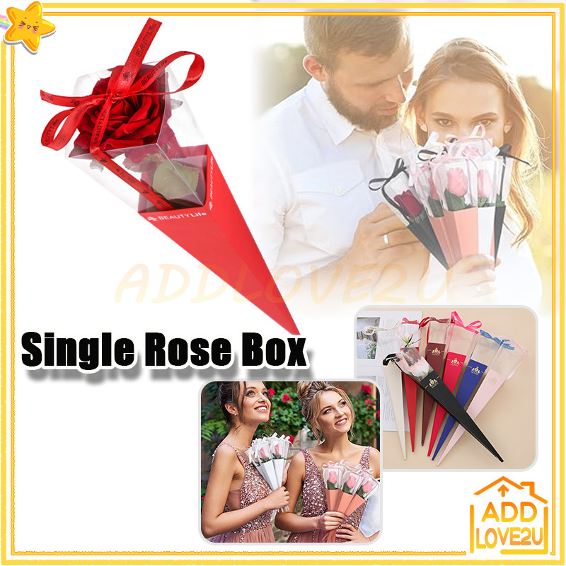 

Single rose box wrapping mawar/Single Rose Flower In Box Cone/Box Wrapping