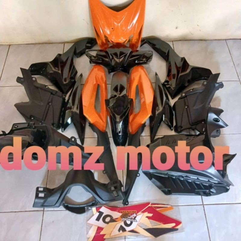 cover full body halus kasar Honda Blade 110 lama orangge hitam