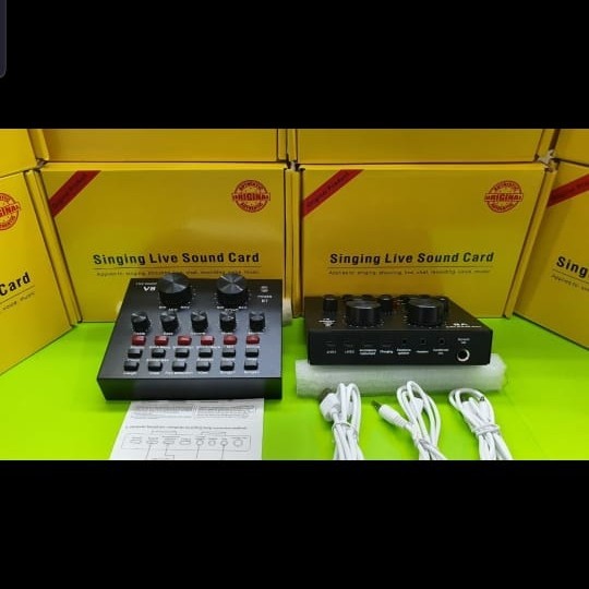 promo  -Soundcard v8 Bluetooth audio Mixer Mini alat karoke live streaming - Soncard+Mic