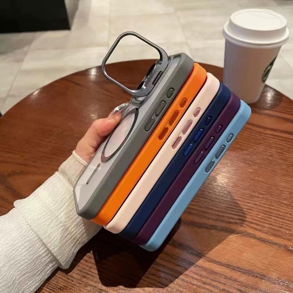 [GAB] PREMIUM hardcase IPHONE CASE Magsafe clear transparan bening dengan camera stand camera cover 