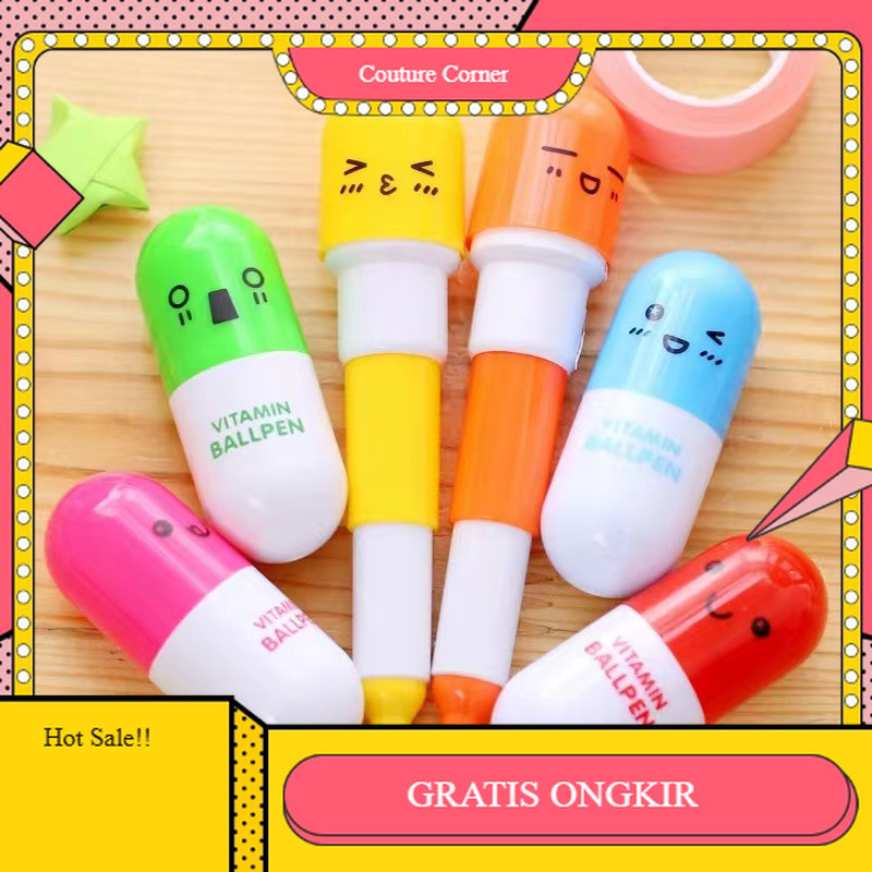 

【CORNER1】 SALE!! Pulpen Kapsul Pen Unik Pena Vitamin Kapsul Pena Lucu Souvenir
