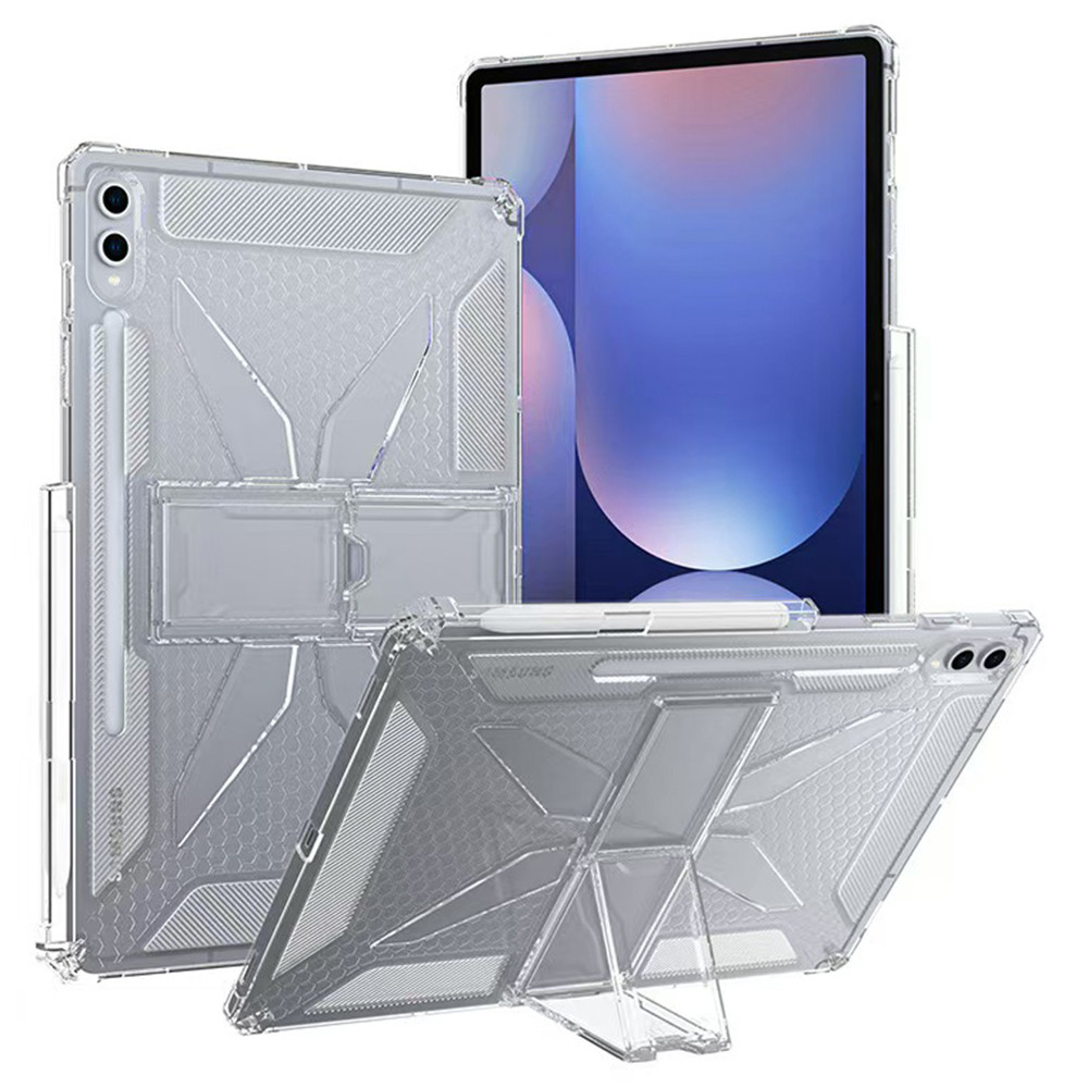 For Samsung Galaxy Tab S8  /  S7 Clear Case Kickstand Shockproof TPU + PC Tablet Cover with Pen Slot