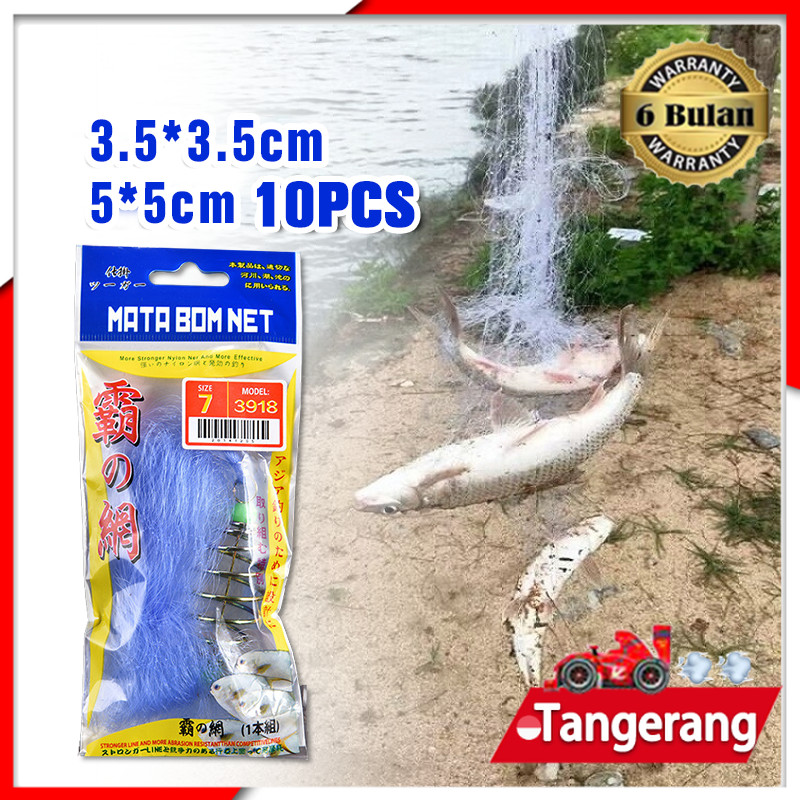 10pcs Bom Net Jaring Tangkap Ikan Pancing Jaring Ikan Kecil Ukuran Ikan 2-3 Jari