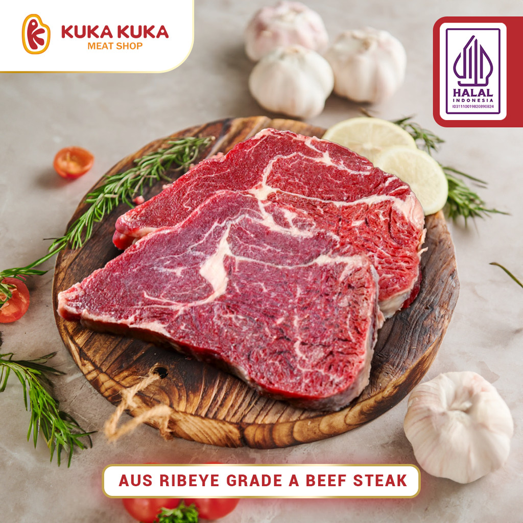 

Daging Aus Ribeye Beef Steak Grade A - Premium 125gram/pcs isi 4 pcs 500gr - Halal