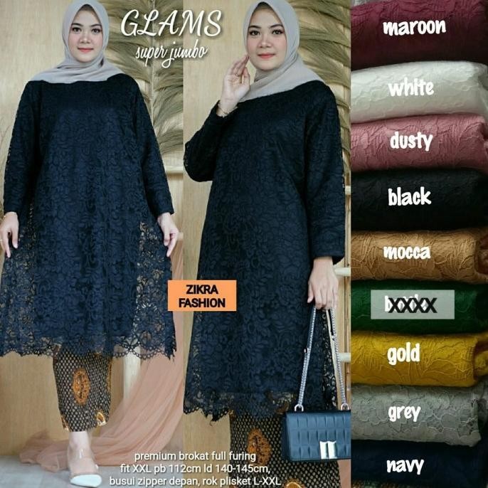 ✨LARIS✨ -Setelan Kebaya Brukat Big Size LD 140-145 cm Tunik Jumbo Brokat GLAMS