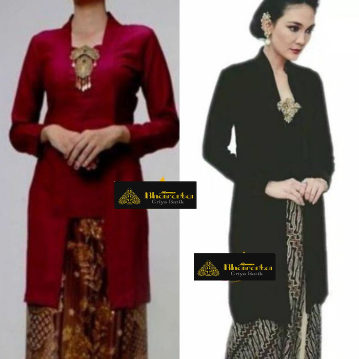 

✨LARIS✨ -Kebaya Bludru Kutubaru - Model Lunamaya / Body Panjang Jumbo Premium - Putih, (Ld 110-120)