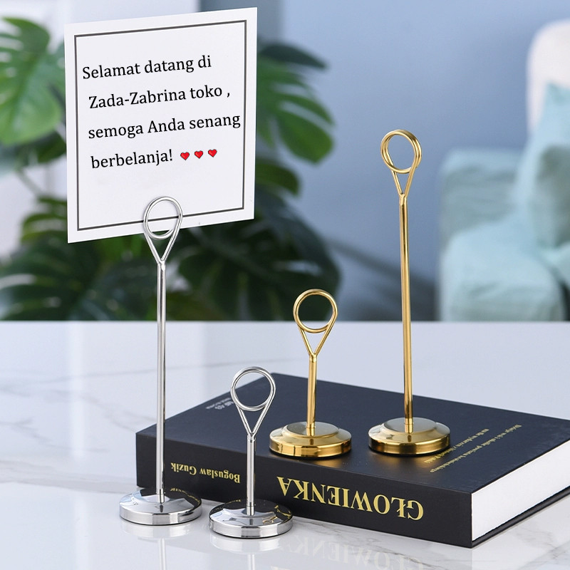 

ATH Dudukan Mini Menu Desktop / 25cm Yang Nomor Meja Stainless Steel Table Number Stand Tatakan