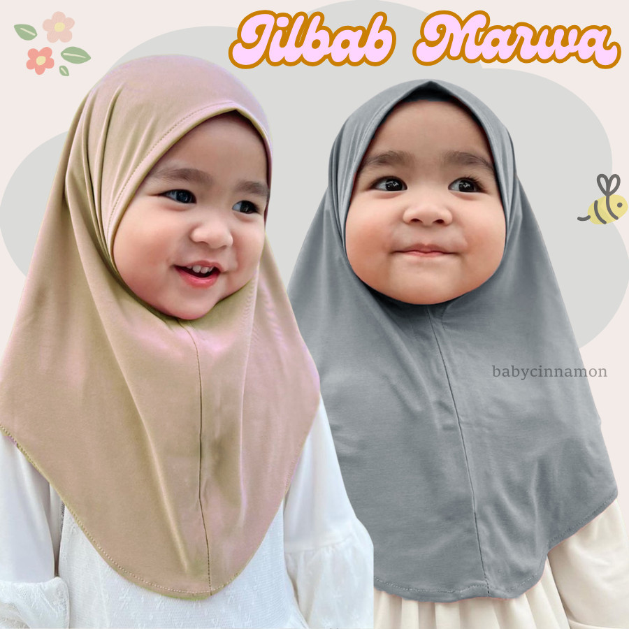 Jilbab Marwa uk Bayi - 5 Tahun / Hijab Instan Jersey Balita 1 2 3 4 th Jersy Polos Non Pet Anak Pere