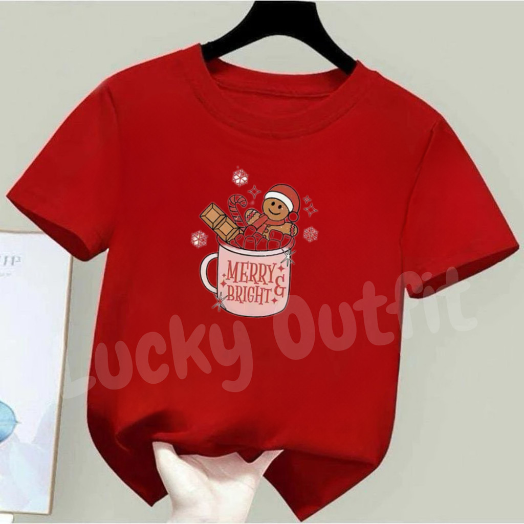 Baju Natal Anak Remaja Laki Laki Perempuan 1-12 Tahun / Kaos Natal Couple keluarga Lengan Pendek