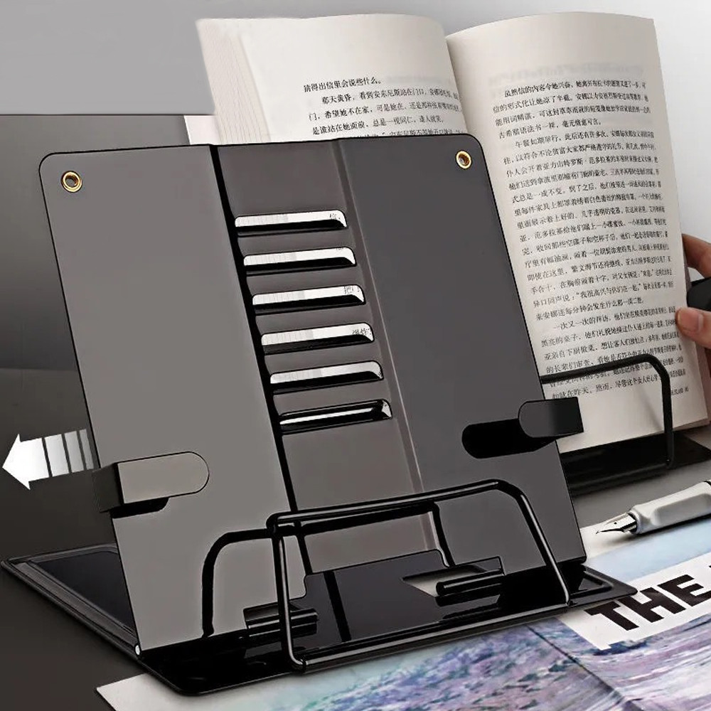 

Portable Book Stopper Reading Stand Book Holder Metal Adjustable Student Book Stand Foldable Writing Bracket Office Use