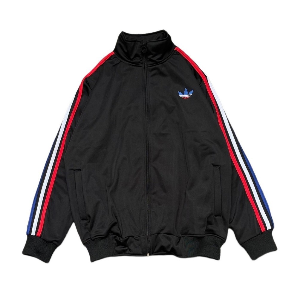 JAKET TRACKTOP ADIDAS FIREBIRD STRIP BLUE WHITE RED ON BLACK