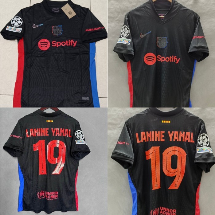 JERSEY BAJU BOLA BARCA BARCELONA AWAY 2024/2025 FULLPATCH UCL + NAMESET