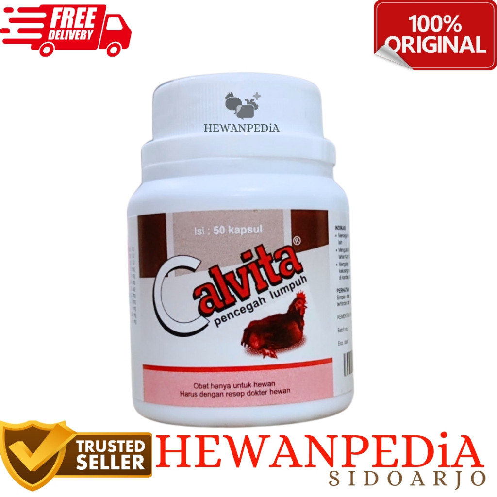 CALVITA 50 Kapsul Kalsium Ayam Hewanpedia - Obat Pencegah Lumpuh Ayam Burung Unggas Jago Calsium Hew