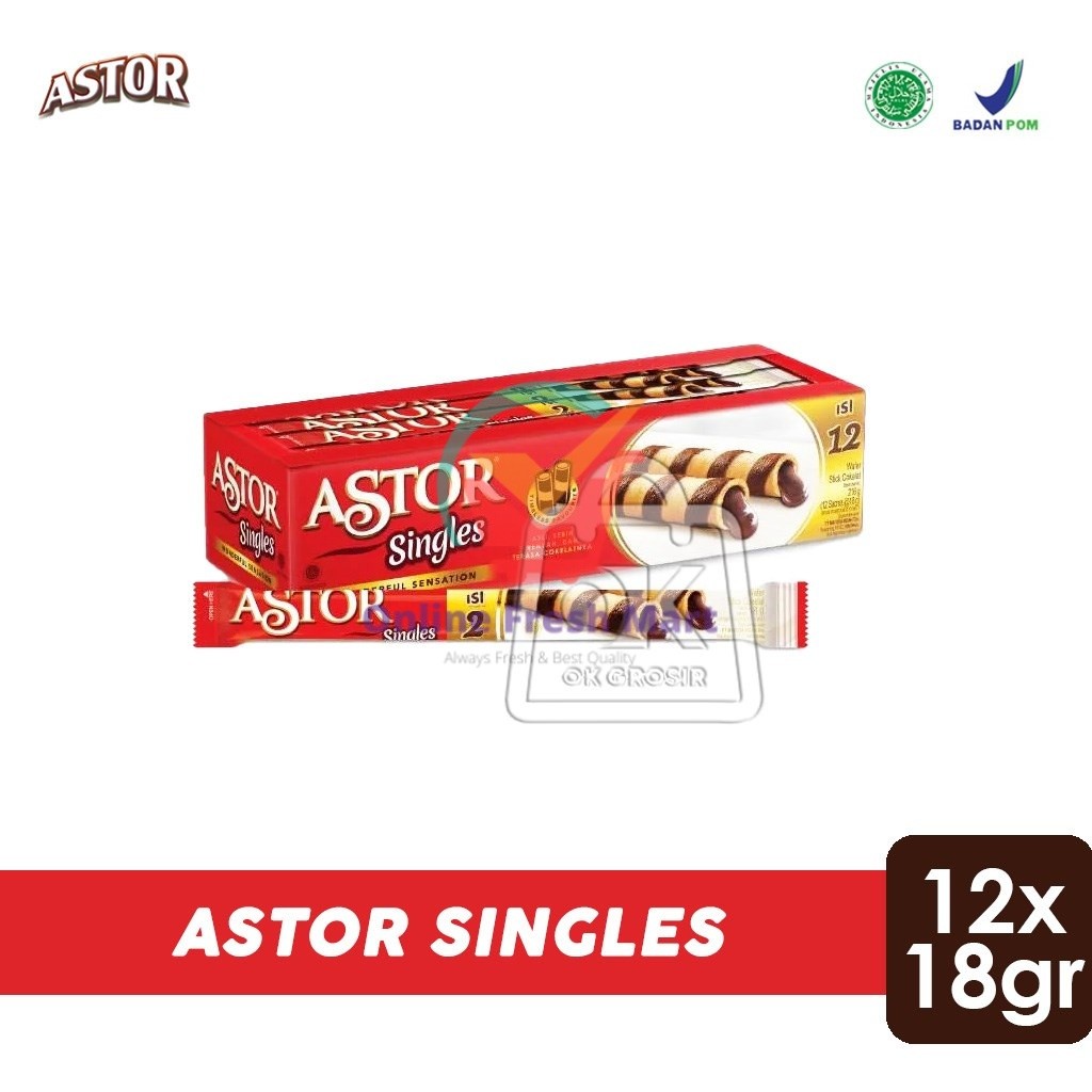 

Astor Singles Wafer Stick / Astor Stik Coklat (1 Box isi 12 Pcs) - Online Frseh Mart Denpasar