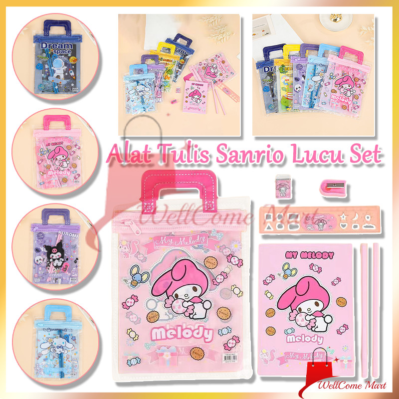 

Set alat tulis 6 in 1 /Lucu Pouch Alat Tulis Set Sanrio 6 in 1 / Stationery Hadiah Anak Sanrio/Stationery Lucu Set Karakter Kuromi Set /Alat Tulis Sanrio Lucu Set