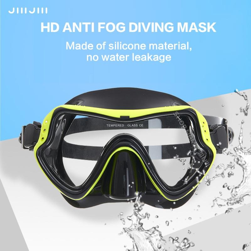JIIIJIII Kacamata selam pandangan lebar Masker selam HD dan snorkel selam kering penuh Bahan kaca te