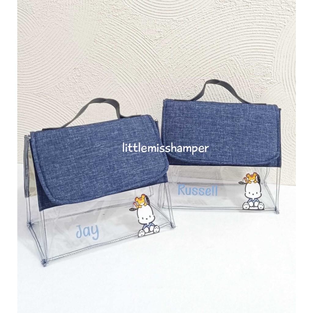 

Jade bag with mika printing canvas custom goodie bag ultah tas transparan custom made