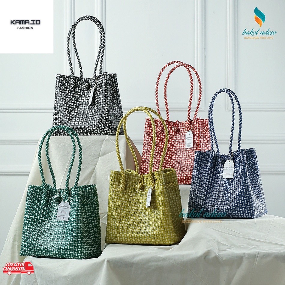 Anyaman Terkini / Tas Tote Belanja Pasar Tas Anyaman Jali Jali Plastik Rajut Belanja Pasar Murah Ber
