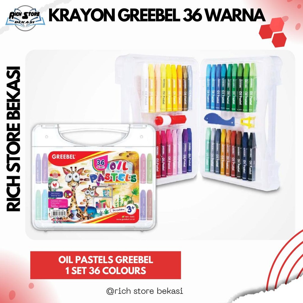 

KRAYON OIL PASTELS 1 SET 36 WARNA MERK GREEBEL ALAT MEWARNAI DAN MENGGAMBAR Stationery