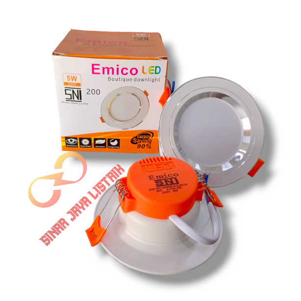 (Per Pcs) EMICO Lampu Downlight LED Lamp 5 Watt 3 Warna Panel Light IB