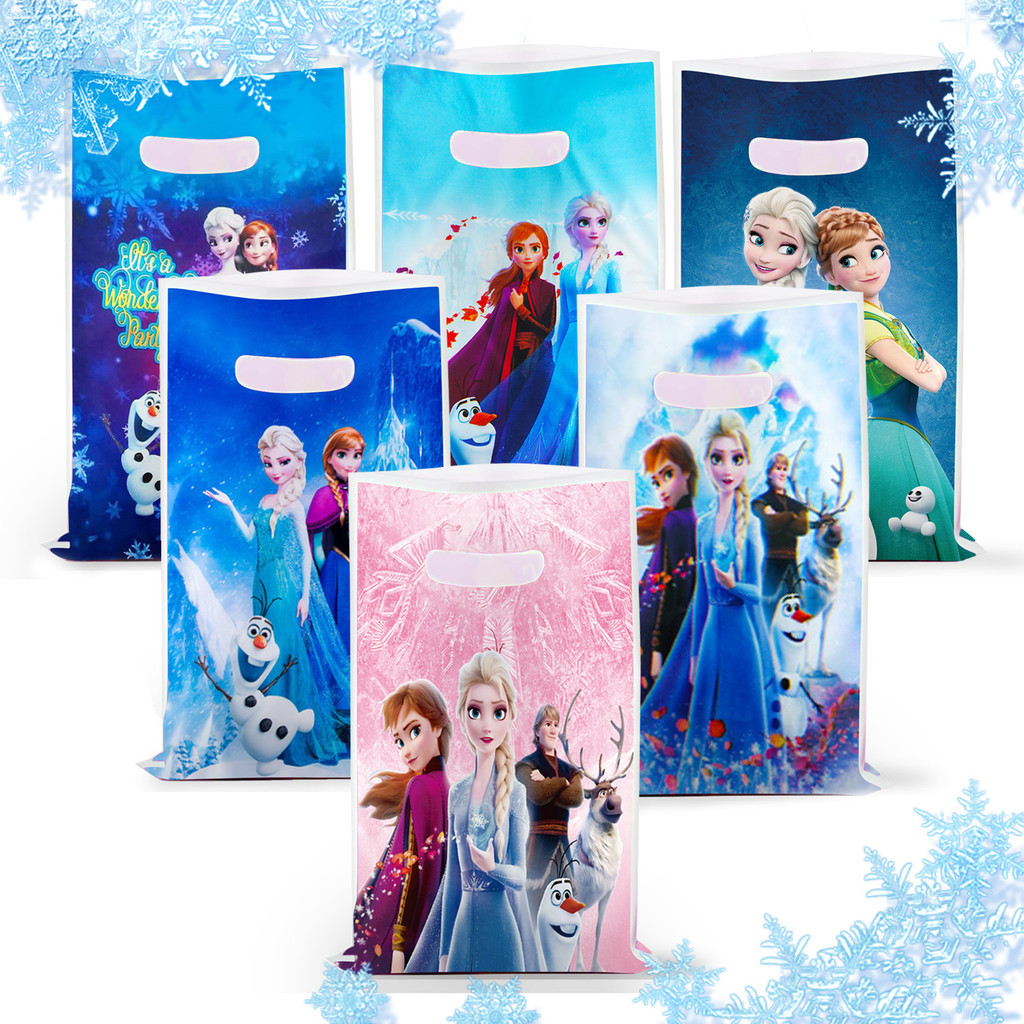 

Frozen Elsa Anna Theme Girls Favors Birthday Event Party Candy Surprise Disposable Plastic Decorative Gifts Loot Bag 10pcs/lot