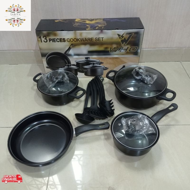 Alat Masak / panci set teflon 13pcs/Panci Cookware Set (Gionee)