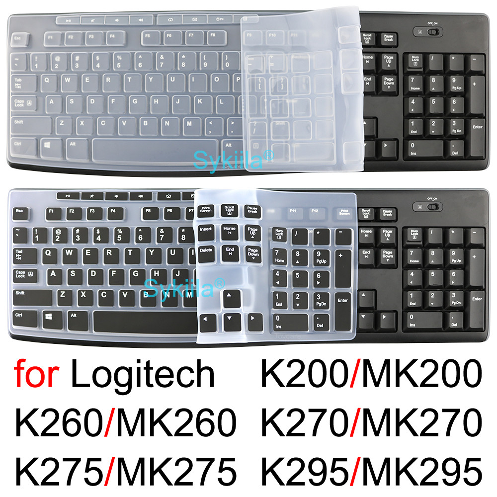 Keyboard Cover for Logitech K200 MK200 K260 MK260 K270 MK270 K275 MK275 K295 MK295 Wired Black Silic