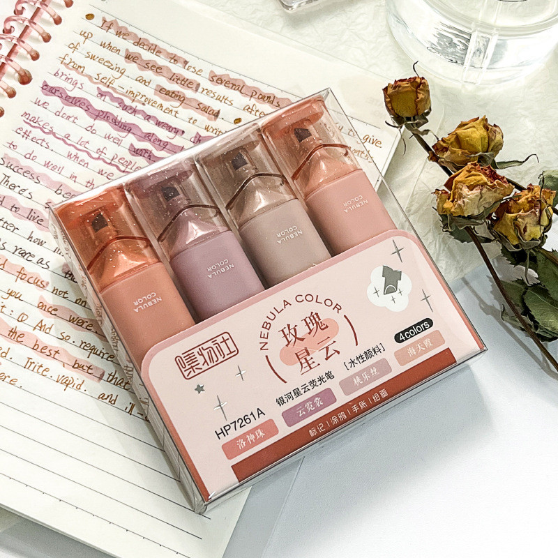 

4pcs/set Morandi Color Marker Glitter Highlighter Flexible Line Width Art Painting Markers For Student Stationery Supply