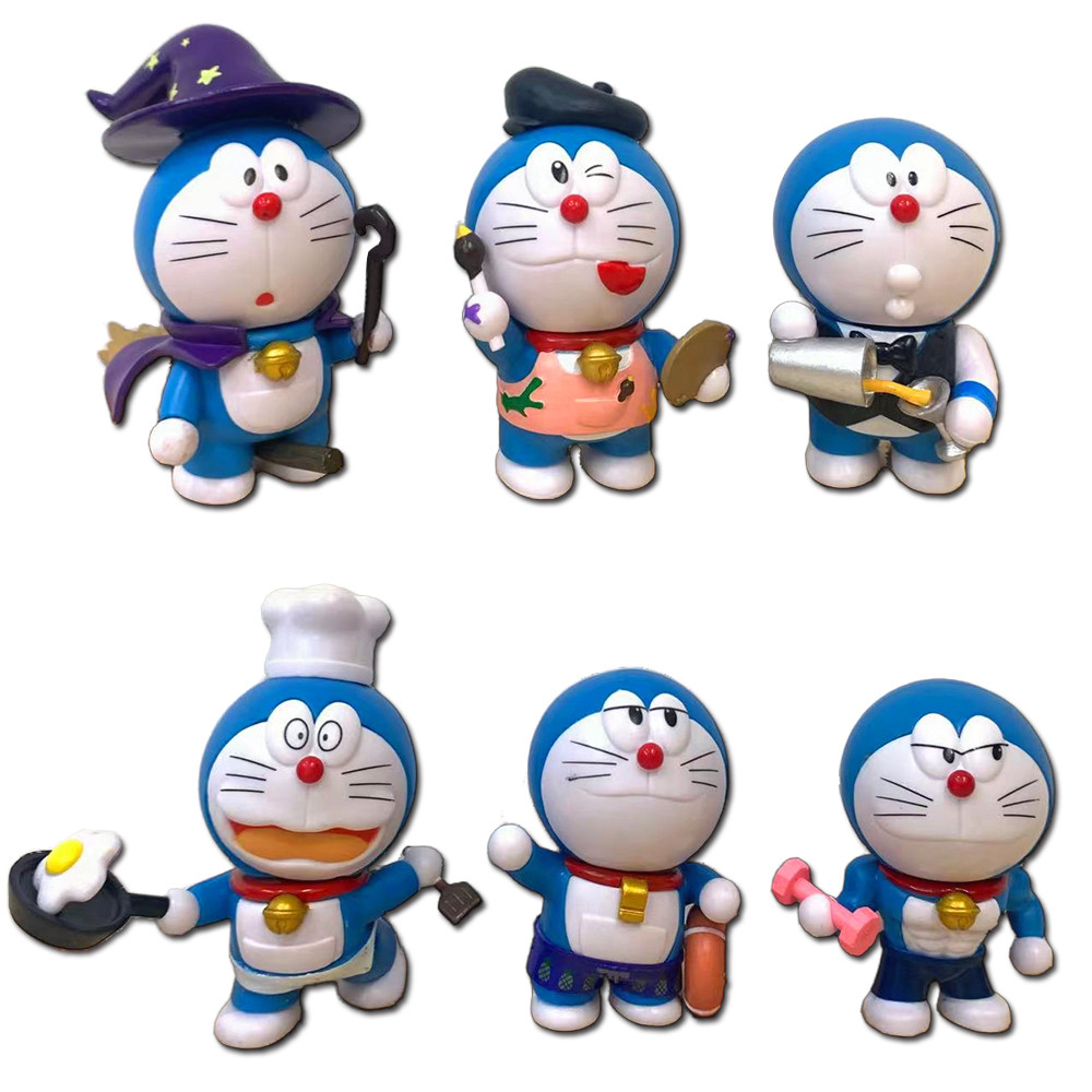 1Set Doraemon Anime Character Nobita Shizuka Action Figure Hand-made Cake Decor Car Ornament Model D