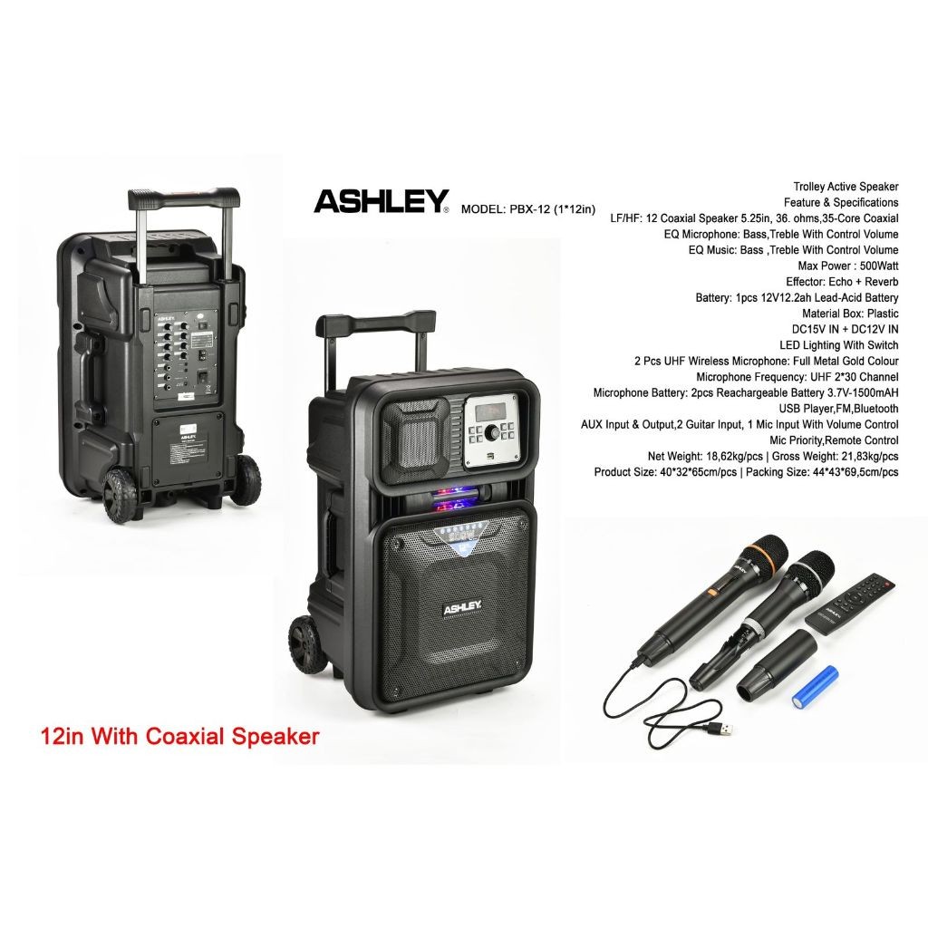 SPEAKER AKTIF PORTABLE ASHLEY 12 INCH PBX12 PBX 12 ORIGINAL
