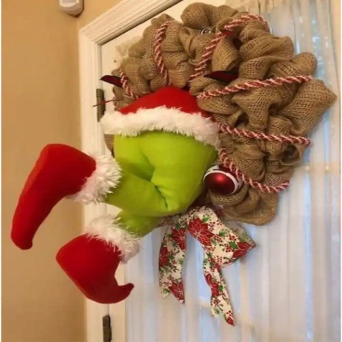 

Grinch Door Wreath Bali Christmas Natal Dekorasi Xmas Decorations - 30