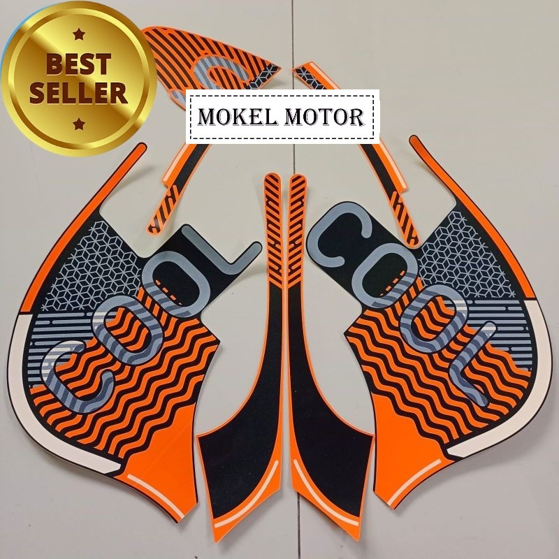 stiker Striping stiker motor motor honda Scoopy 2021 2022 sporty fashion hitam oren list body standa
