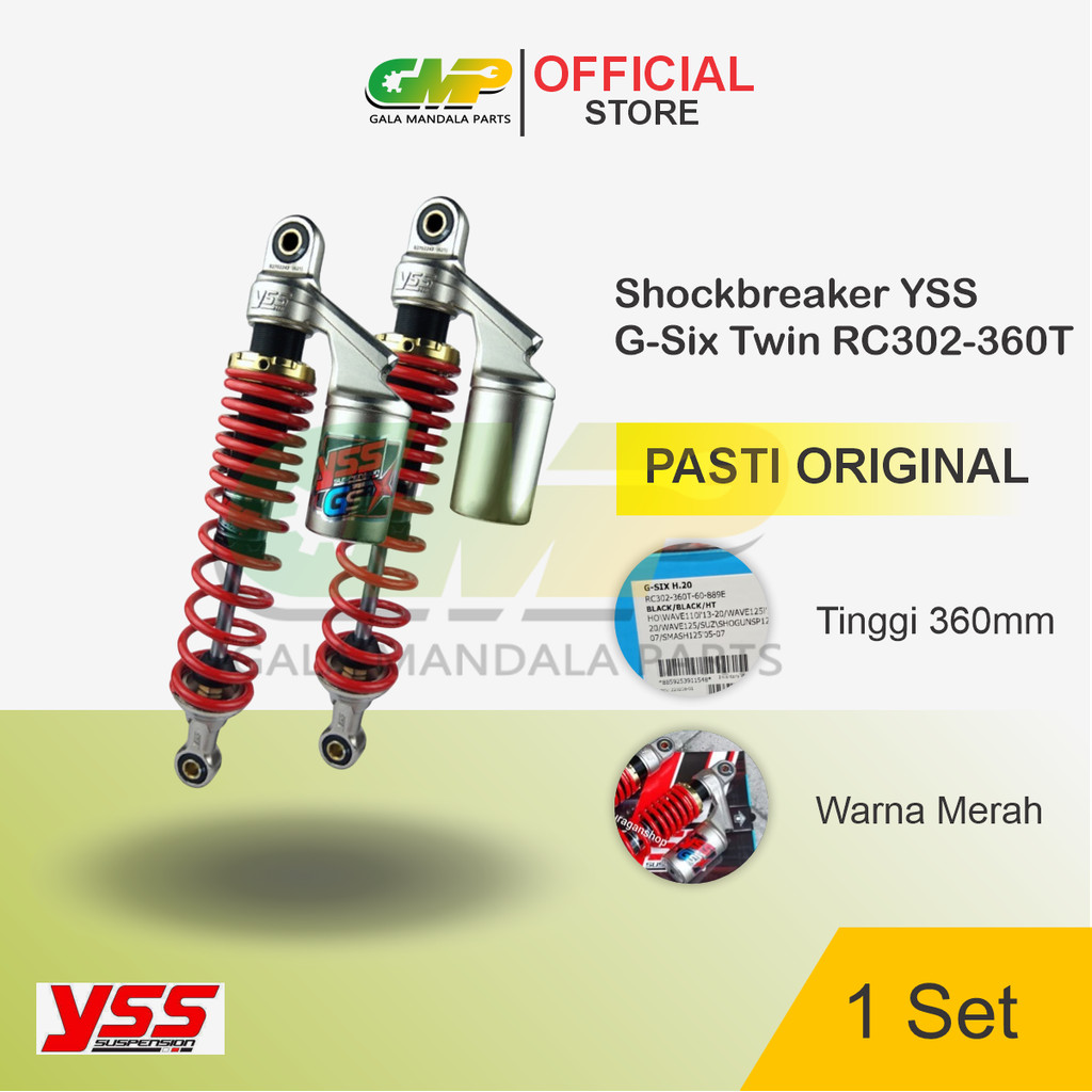 Shockbreaker YSS G-Six Twin RC302-360T Supra X Smash 360mm Shock Tabung Atas Motor  Matic