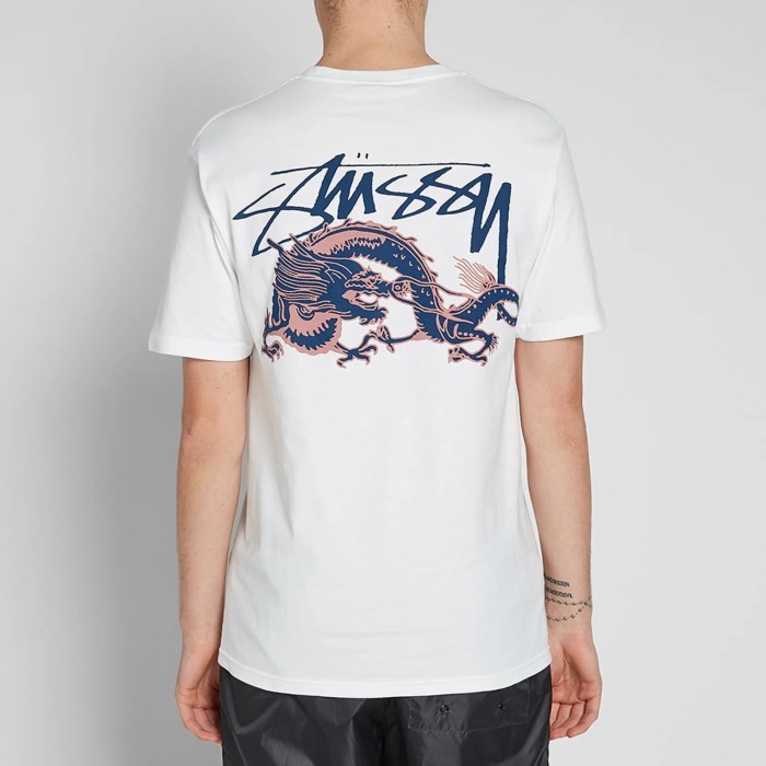 Kaos Oversize STUSSY Dragon Dynasty White Tshirt - ORI - S