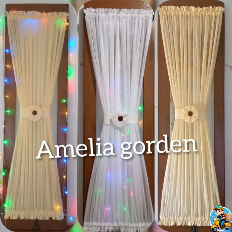 Gorden vitrase ikat kupu kupu jendela minimalis ukuran Lebar 50cm+gratis stick pull set