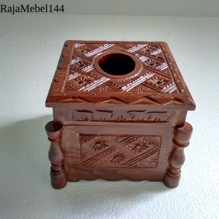 

Tempat tisu kayu jati kotak model ukir termurah