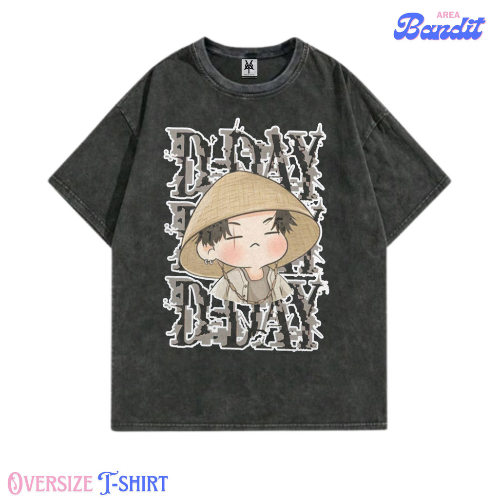 Bandit Area "kaos suga agust d day" Oversized T-shirt washing washed