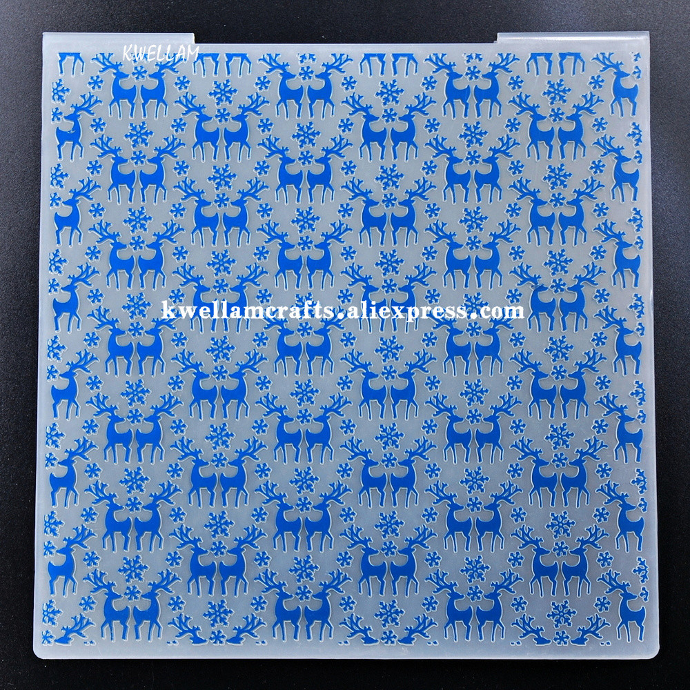 

8x8" Merry Christmas Deer Snowflakes Plastic Embossing Folders for Card Making Scrapbooking and Other Paper Crafts 3112115