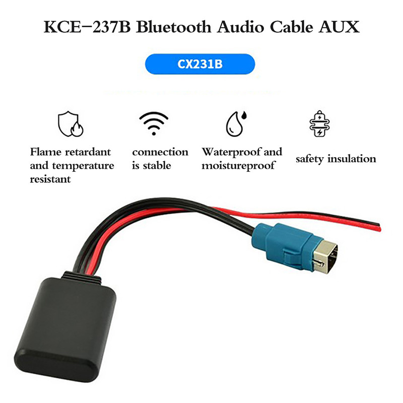 1Pc Car Bluetooth 5.0 Wireless Music Adapter for Alpine Radio AUX Cable KCE-236B CDE9885 9887 to Sma