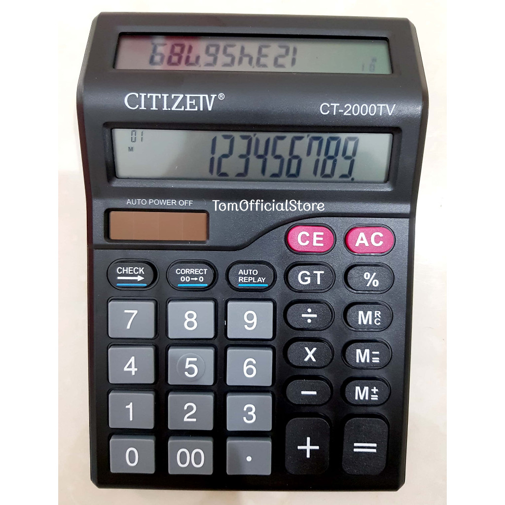 

HJK Kalkulator 2 Layar CT-2000TV 12 Digit - Calculator Check Dual 2 Power