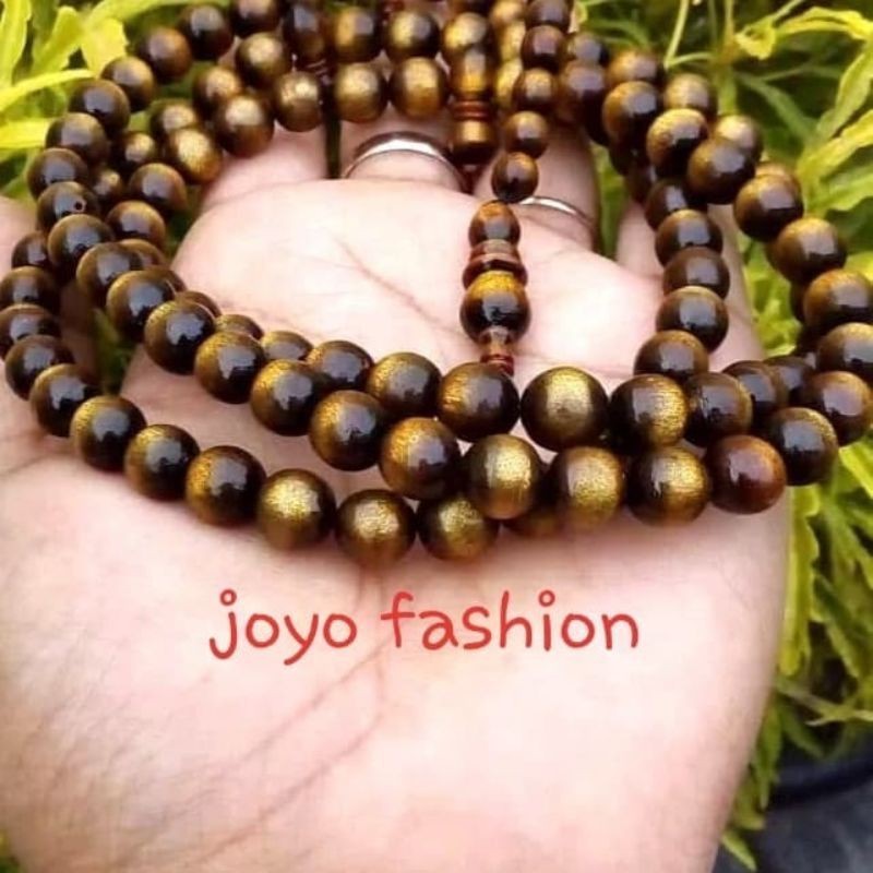 TASBIH KALUNG FOSIL YUSER AKAR BAHAR KUNING EMAS NATURAL