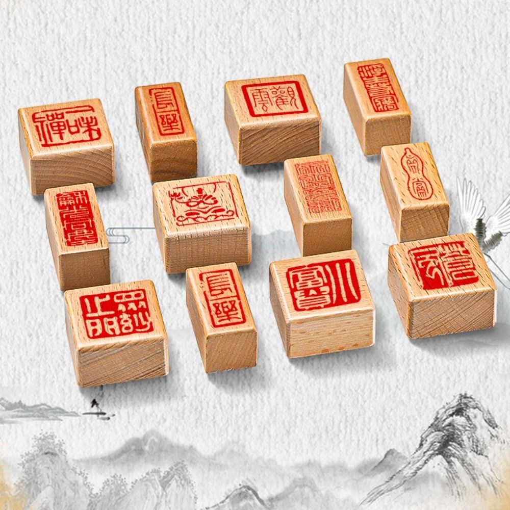 

Self-Inking Vintage Scriptures Stamp Hand Account DIY Calligraphy Painting Stamps Engraved Craft Decor Chinese Calligraphy Stamp