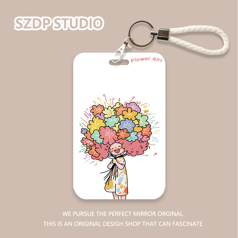 

ID CARD Penutup pelindung gantungan kunci terintegrasi pola putri warna-warni kawaii lucu penutup pelindung kartu bank kartun Korea penutup pelindung kartu ID kartu bus
