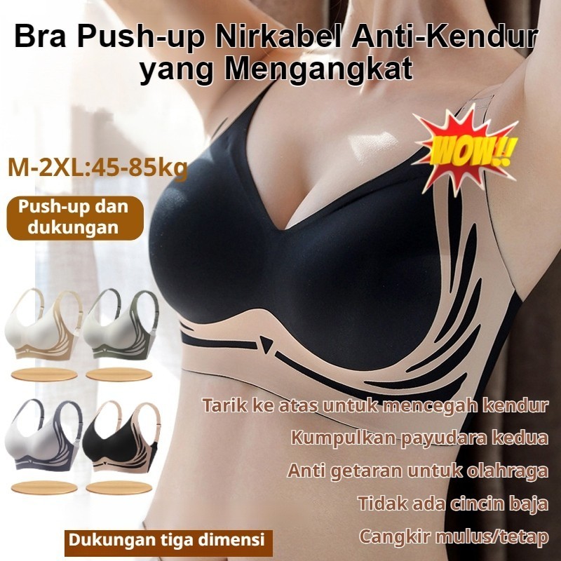 Bra Push-up Wanita Anti-kendur Pakaian Dalam Penyangga Lembut Payudara Kecil Cup Olahraga BH Pull-Up